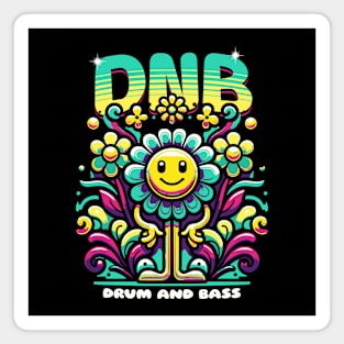 DNB - Floral Smiley Vibes (teal/yellow) Magnet